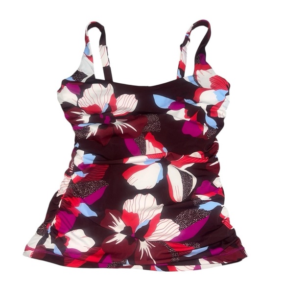 Athleta Square Neck Bra Cup Tankini 36D/DD Hero Bloom Floral Underwire Support - Picture 2 of 10